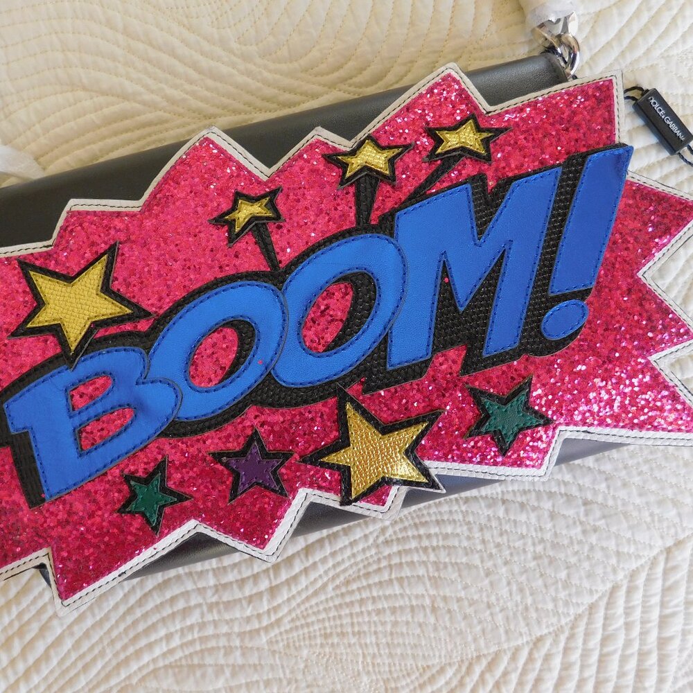 NWT Dolce & Gabbana July Fourth leather Boom Fireworks clutch chain shoulder bag